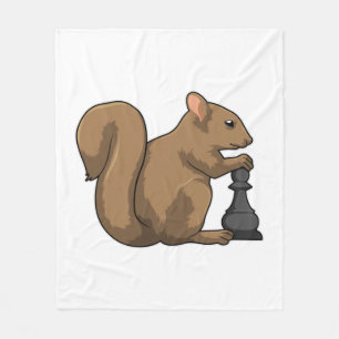 Squirrel at Chess with Chess piece Bishop Fleece Blanket