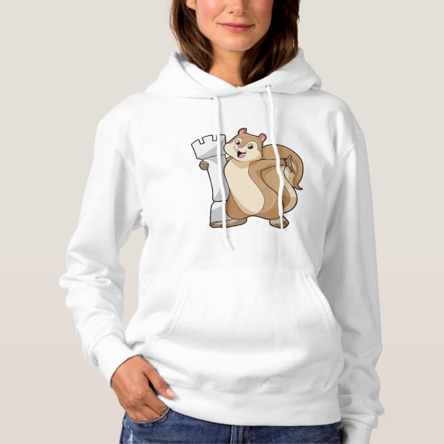Squirrel at Chess with Chess piece King Hoodie (Front)