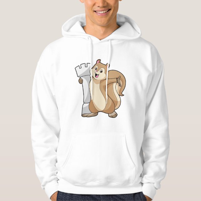 Squirrel at Chess with Chess piece King Hoodie (Front)