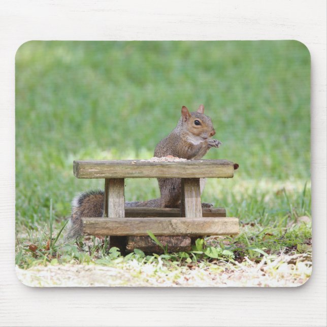 Squirrel at Picnic Table Mouse Pad (Front)