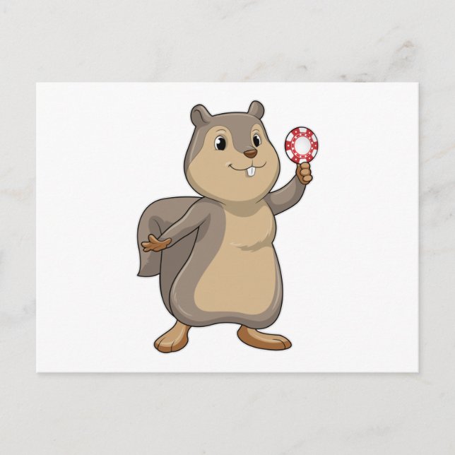 Squirrel at Poker with Poker chips Postcard (Front)