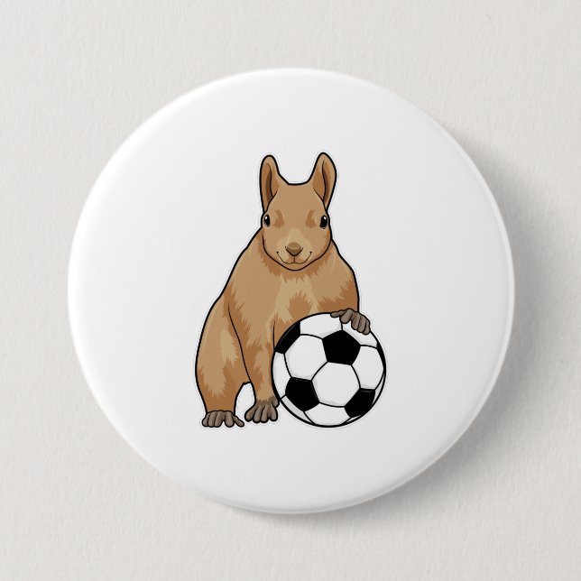 Squirrel at Soccer Sports 3 Inch Round Button (Front)