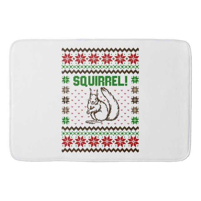 Squirrel Attacks The Griswold Family Ugly Sweater  Bath Mat (Front)