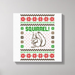 Squirrel Attacks The Griswold Family Ugly Sweater Canvas Print