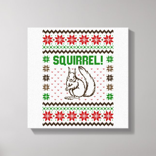 Squirrel Attacks The Griswold Family Ugly Sweater  Canvas Print (Front)