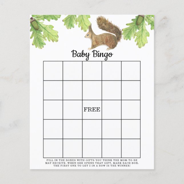 Squirrel - Baby shower bingo game (Front)