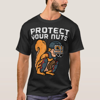 Squirrel Baseball Catcher Protect Your Nuts Boys T-Shirt