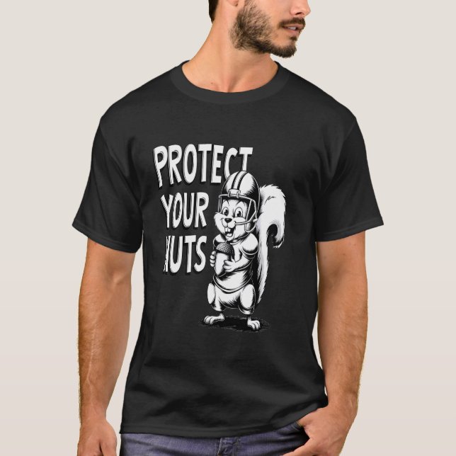 Squirrel Baseball Catcher Protect Your Nuts Funny  T-Shirt (Front)