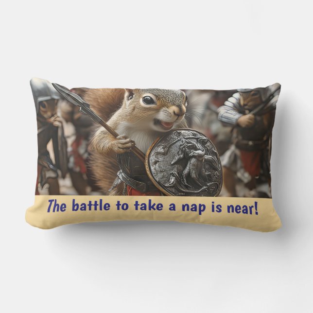 Squirrel Battle Lumbar Pillow (Front)