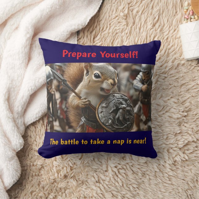 Squirrel Battle Throw Pillow (Blanket)