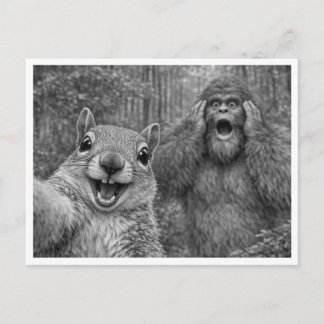 Squirrel Bigfoot Selfie Holiday Postcard