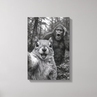 Squirrel Bigfoot Surprised Selfie Canvas Print