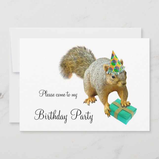 Squirrel Birthday Party Invitation (Front)