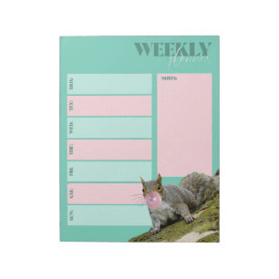 Squirrel Blowing and Bubblegum Weekly Planner Notepad