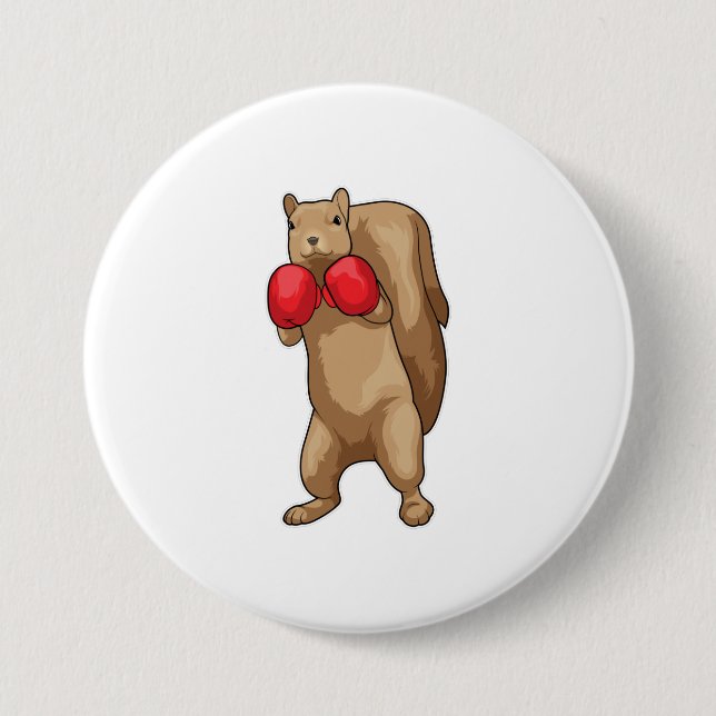Squirrel Boxer Boxing gloves 3 Inch Round Button (Front)