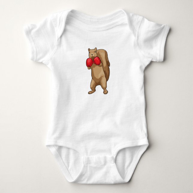 Squirrel Boxer Boxing gloves Baby Bodysuit (Front)