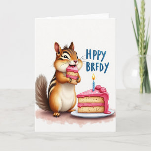 Squirrel Cake Birthday Card