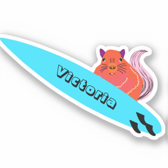 Squirrel cartoon surfboard sticke (Front)