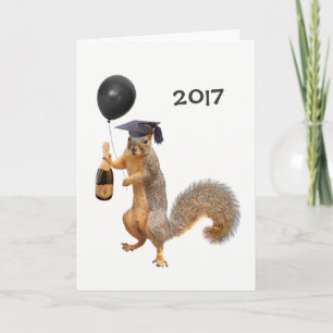 Squirrel Champagne Balloon 2017 Card