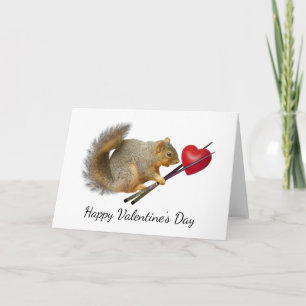Squirrel Chopsticks Heart Valentine Card