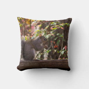 Squirrel Chow Time Throw Pillow