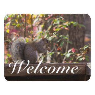 Squirrel Chow Time Welcome Door Sign