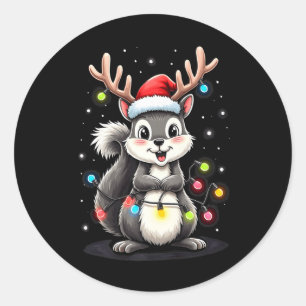 Squirrel Christmas 2024 With Lights & Holiday  Classic Round Sticker