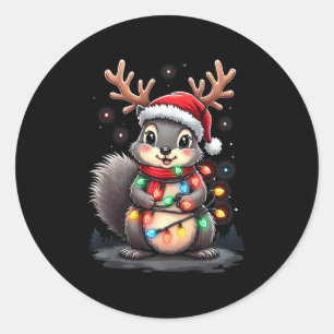 Squirrel Christmas 2024 With Lights & Holiday Classic Round Sticker