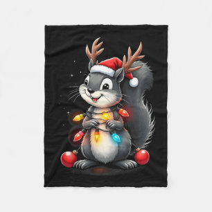 Squirrel Christmas 2024 With Lights & Holiday Fleece Blanket