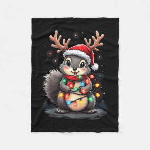 Squirrel Christmas 2024 With Lights & Holiday Fleece Blanket