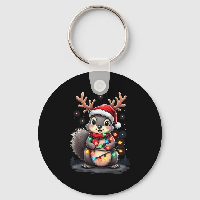 Squirrel Christmas 2024 With Lights &amp; Holiday  Keychain (Front)