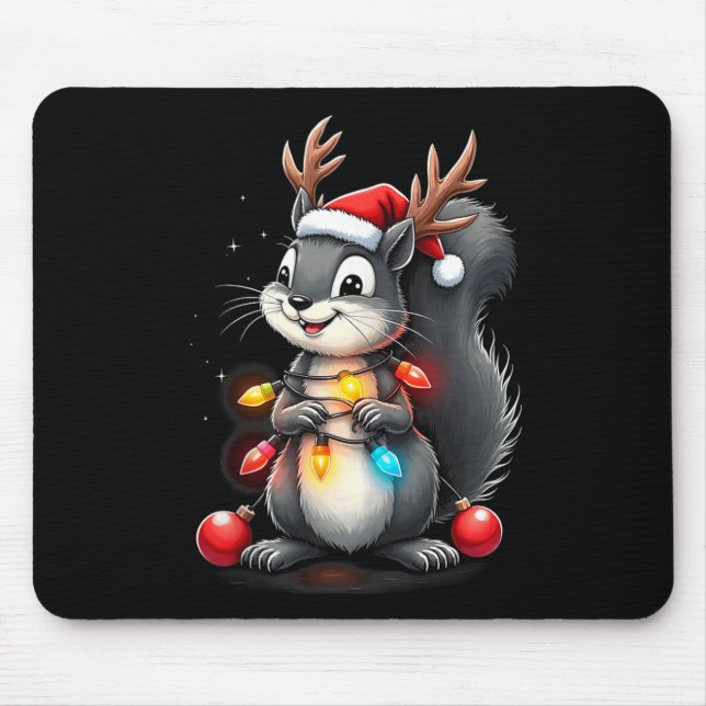 Squirrel Christmas 2024 With Lights &amp; Holiday  Mouse Pad (Front)