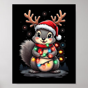 Squirrel Christmas 2024 With Lights &amp; Holiday  Poster