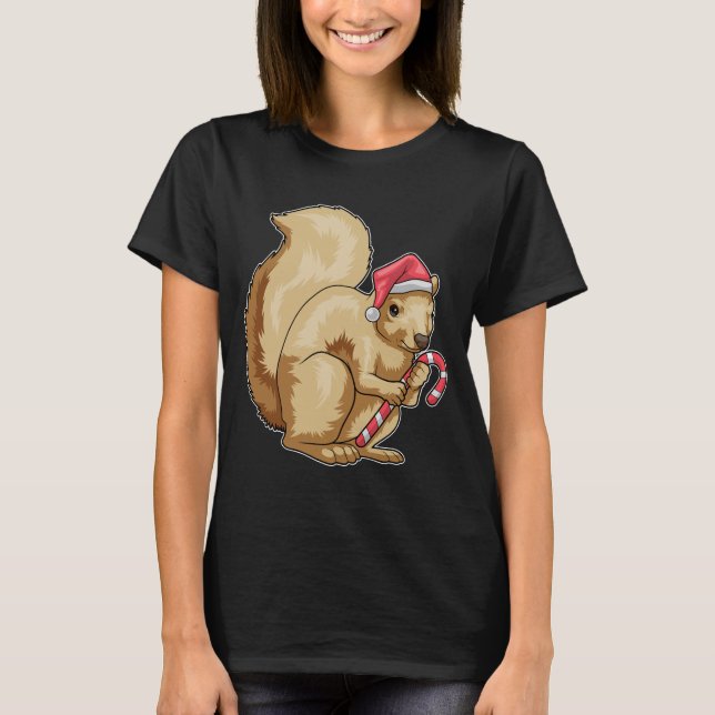 Squirrel Christmas Candy cane T-Shirt (Front)