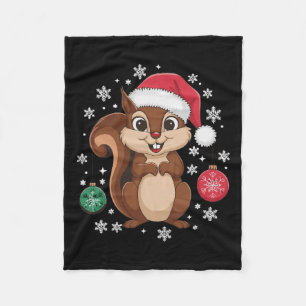 Squirrel Christmas Christmas Xmas Pyjamas  Fleece Blanket