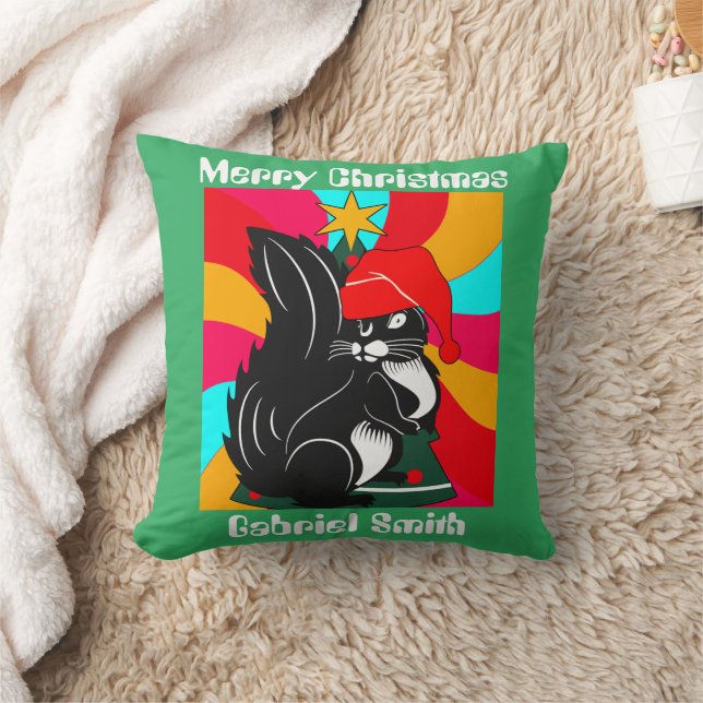 squirrel christmas gifts, personalized name   throw pillow (Blanket)