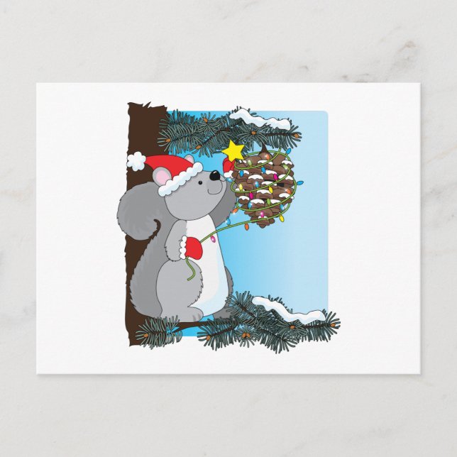 Squirrel Christmas Holiday Postcard (Front)