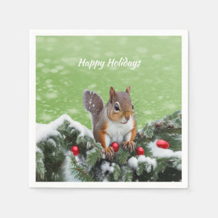 Squirrel Christmas Holidays Paper Napkin