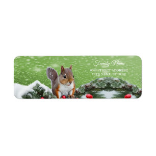 Squirrel Christmas Holidays Return Address Label