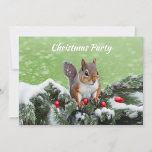 Squirrel Christmas Party Holiday Invitation
