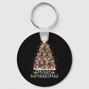 Squirrel Christmas Tree Lights Merry Squirrelmas S Keychain