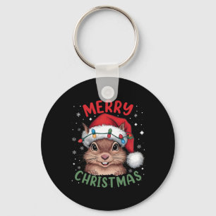Squirrel Christmas Tree Lights Xmas Sweater Men Wo Keychain