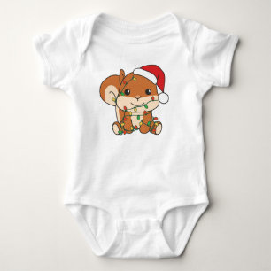 Squirrel Christmas Winter Animals Holiday Squirrel Baby Bodysuit
