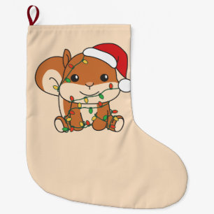 Squirrel Christmas Winter Animals Holiday Squirrel Large Christmas Stocking