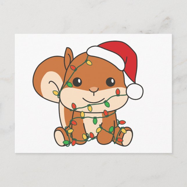 Squirrel Christmas Winter Animals Holiday Squirrel Postcard (Front)