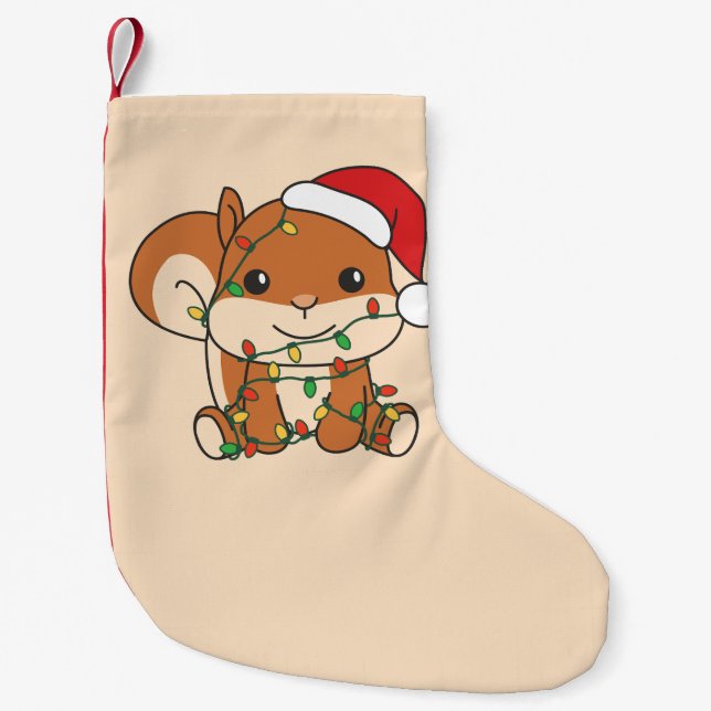 Squirrel Christmas Winter Animals Holiday Squirrel Small Christmas Stocking (Front)