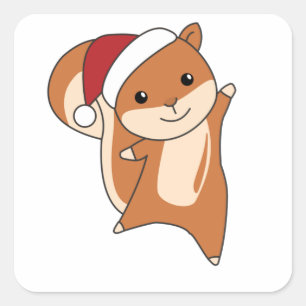Squirrel Christmas Winter Animals Square Sticker