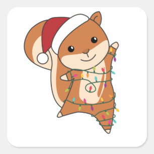 Squirrel Christmas Winter Animals Square Sticker
