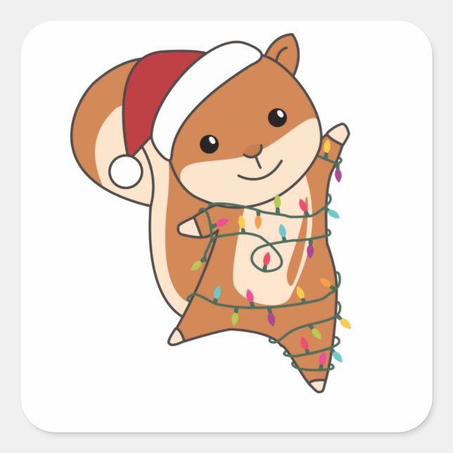 Squirrel Christmas Winter Animals Square Sticker (Front)