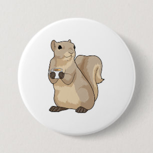 Squirrel Coffee Cup 3 Inch Round Button